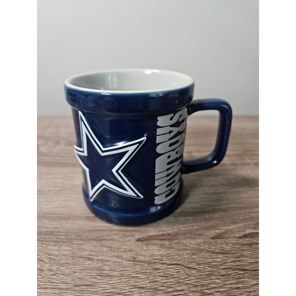 Dallas Cowboys NFL Coffee Mug Navy Blue 3D Raised Star Logo Ceramic Cup 4.5 inch